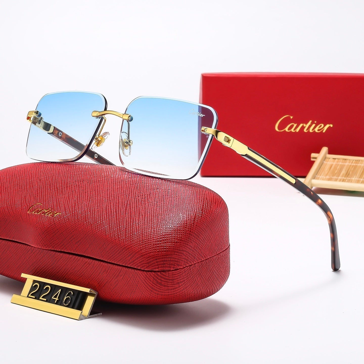 5 Colors Fashion frameless square sunglasses 2247