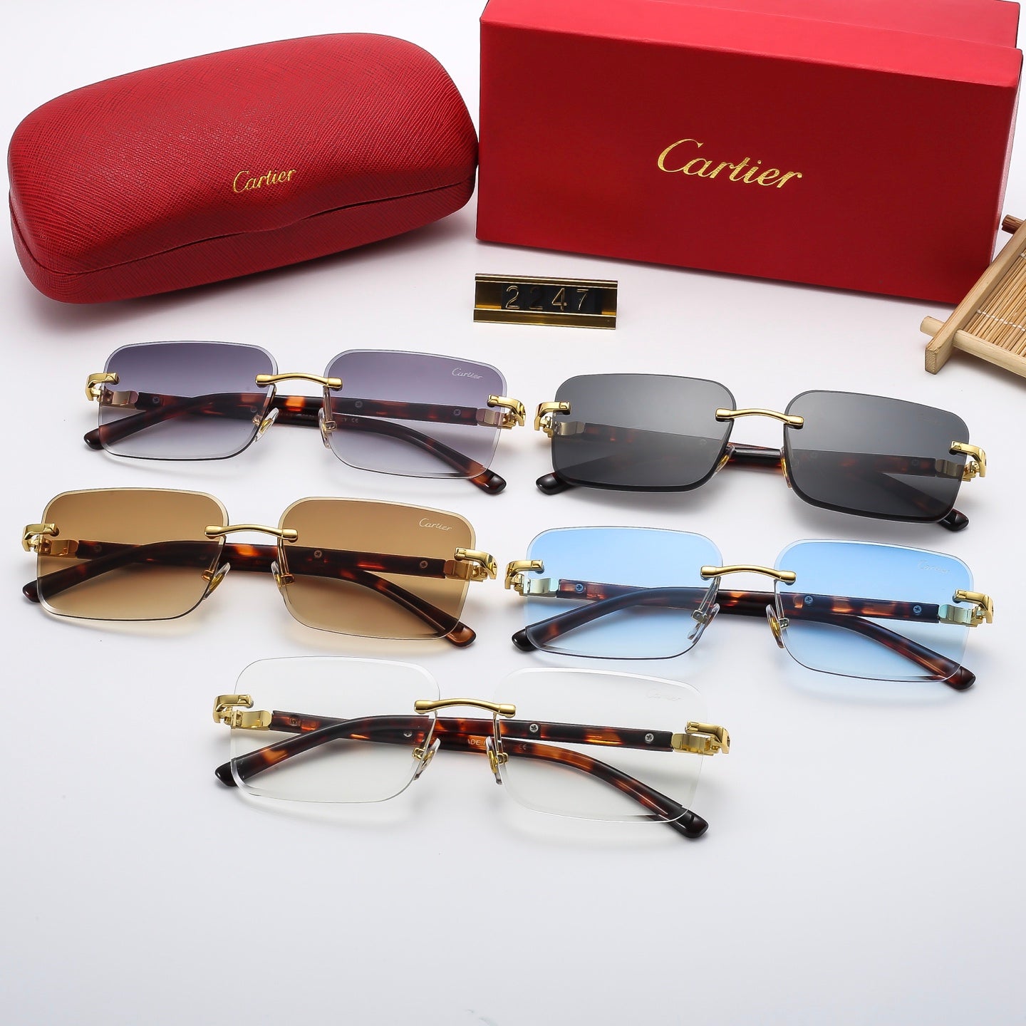 5 Colors Fashion frameless square sunglasses 2247